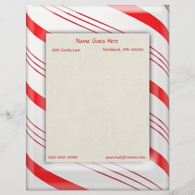 Candy Cane Stripes Border Letterhead (Front)