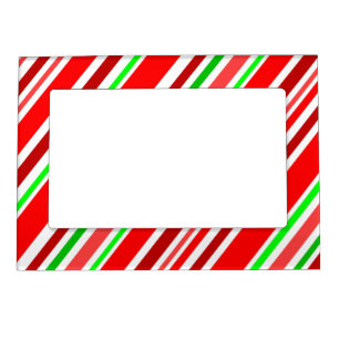 Candy Cane Stripes Cheerful Holiday Festive Magnetic Frame