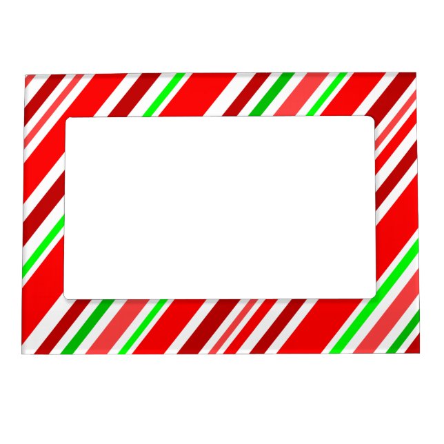Candy Cane Stripes Cheerful Holiday Festive Magnetic Frame (Front)