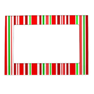 Candy Cane Stripes Cheerful Holiday Festive Magnetic Frame