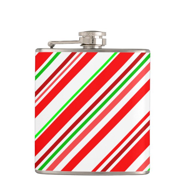 Candy Cane Stripes Christmas Cheer Holiday Flask (Front)