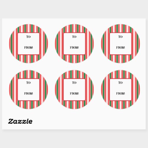 Candy cane stripes Christmas  Classic Round Sticker