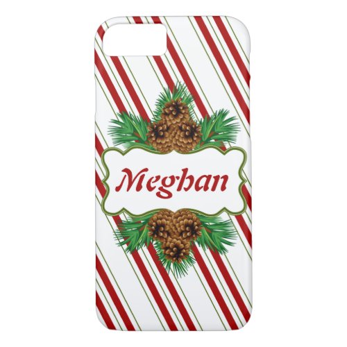 Candy Cane Stripes Christmas Holidays Personalized iPhone 87 Case