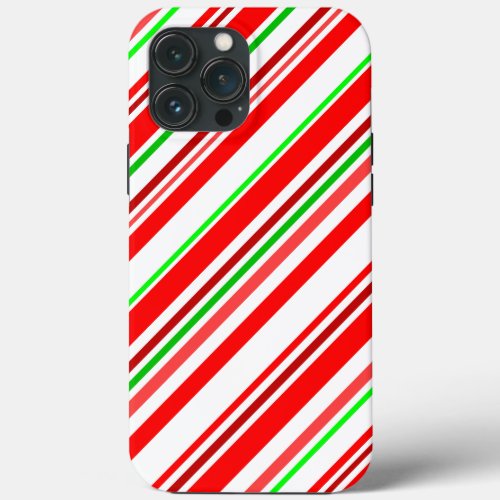 Candy Cane Stripes Christmas Red White Green iPhone 13 Pro Max Case