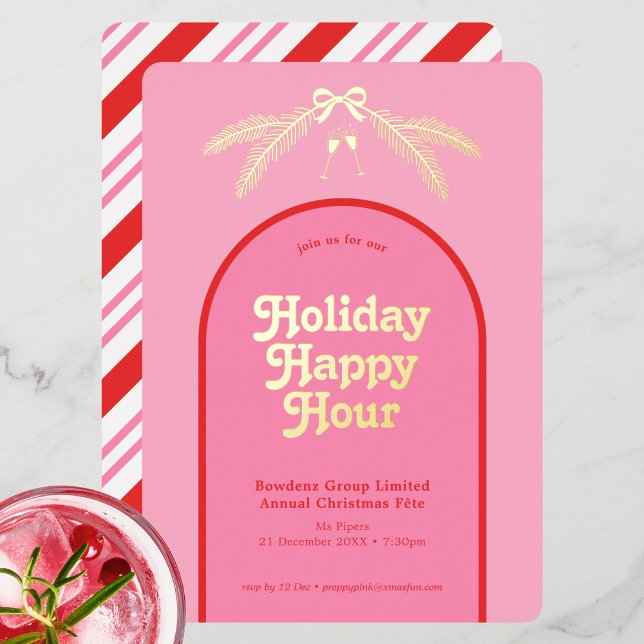Candy Cane Stripes Corporate Christmas Party Foil Invitation (Creator Uploaded)