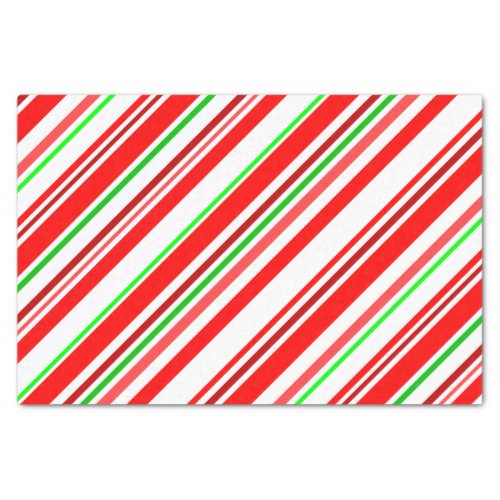 Candy Cane Stripes Diagonal Pattern Red Green Tissue Paper