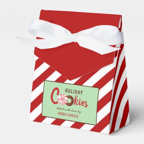 Candy cane stripes holiday cookie Favor Box