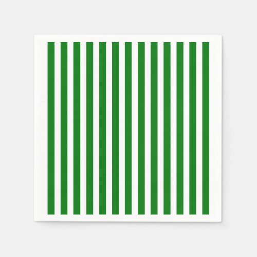 Candy Cane Stripes in Christmas Green  Snow White Paper Napkins