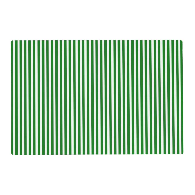 Candy Cane Stripes in Christmas Green & Snow White Placemat (Front)