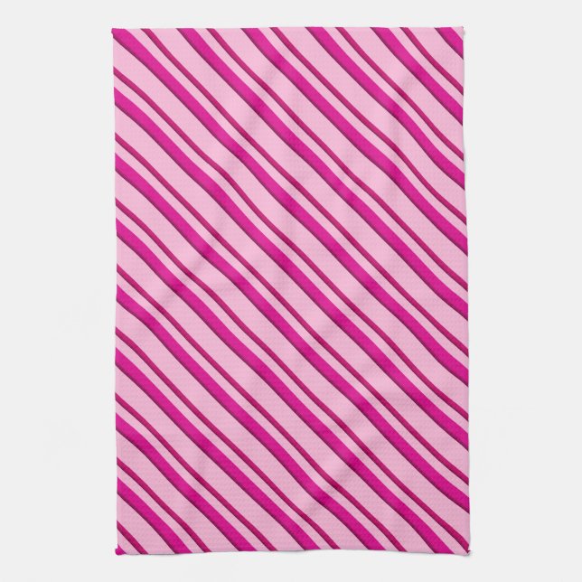 Candy Cane Stripes in Peppermint Pink  Kitchen Towel (Vertical)