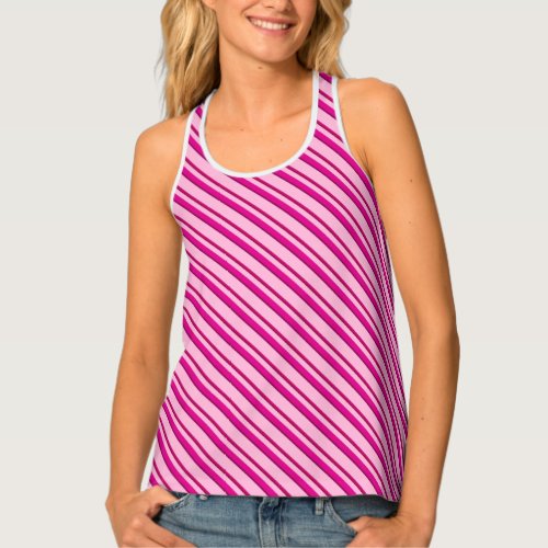 Candy Cane Stripes in Peppermint Pink  Tank Top