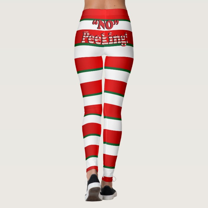 Candy Cane Stripes - No Peeking - Humor Leggings | Zazzle.com