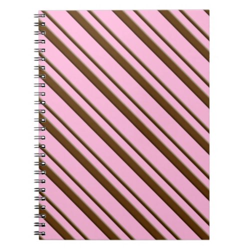 Candy Cane Stripes Peppermint Pink and Chocolate Notebook