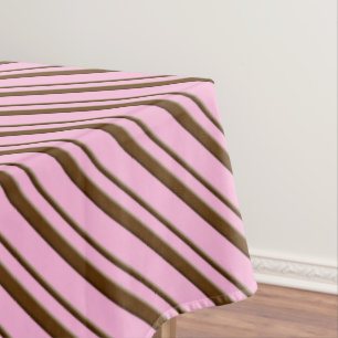Candy Cane Stripes, Peppermint Pink and Chocolate  Tablecloth