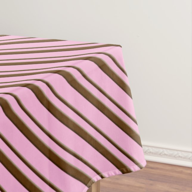 Candy Cane Stripes, Peppermint Pink and Chocolate  Tablecloth (In Situ)