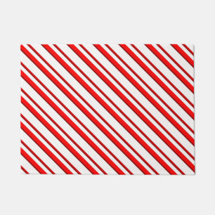 Candy Cane Stripes, Peppermint Red and White Doormat