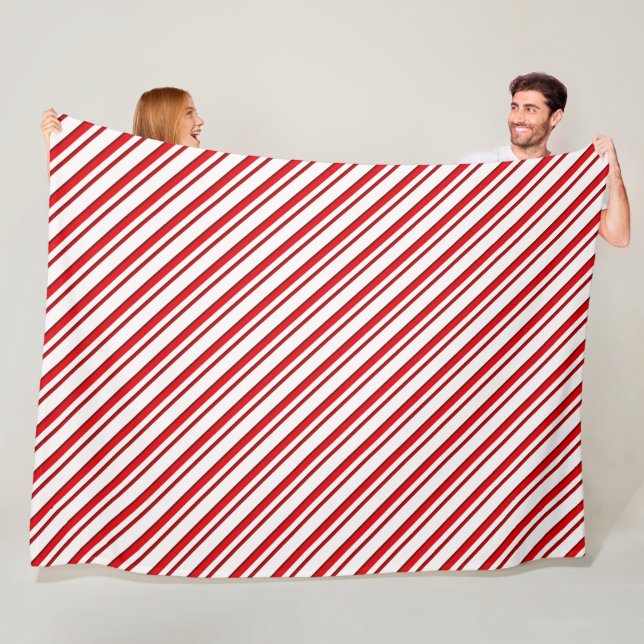 Candy Cane Stripes, peppermint red and white Fleece Blanket (In Situ)