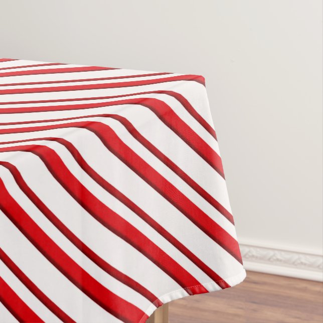 Candy Cane Stripes, Peppermint Red and White Tablecloth (In Situ)