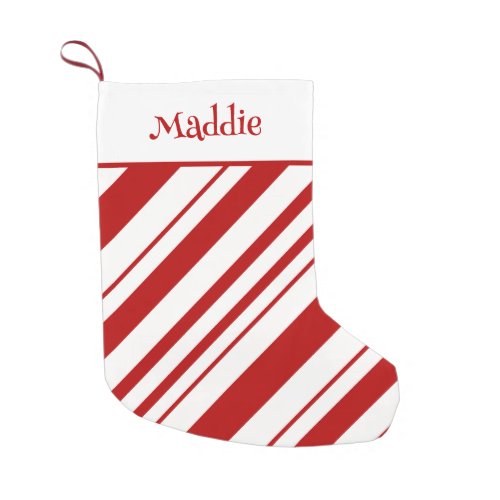 Candy Cane Stripes Personalized Name Small Christmas Stocking