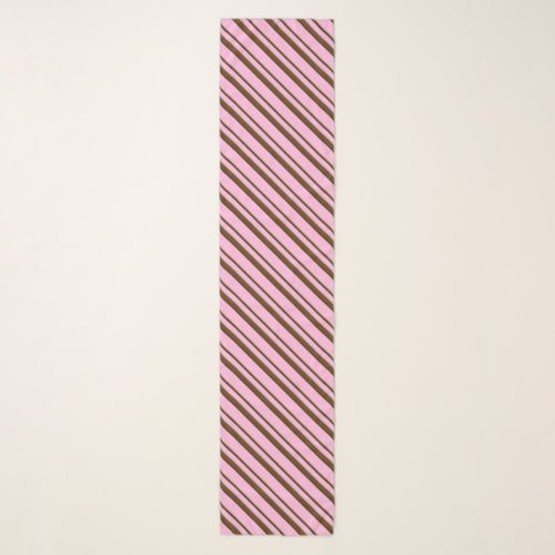 Candy Cane Stripes pink and chocolate brown Scarf