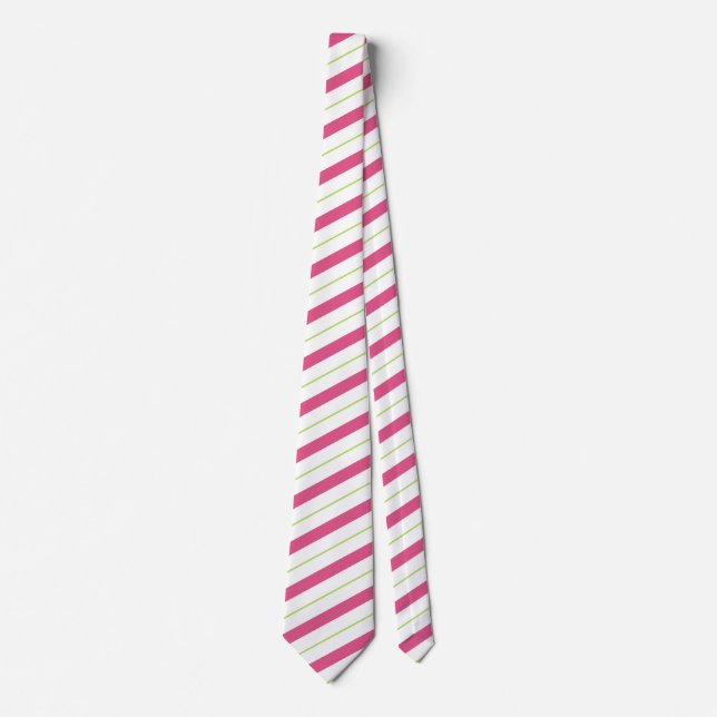 Candy Cane Stripes Pink & Green Neck Tie (Front)