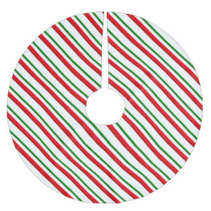 Candy cane stripes - red and green brushed polyester tree skirt