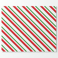 Peppermint Candy Cane Stripes Pattern (red/green/white) Wrapping Paper