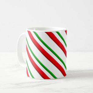 Candy Cane Stripes, red, green and white Coffee Mug