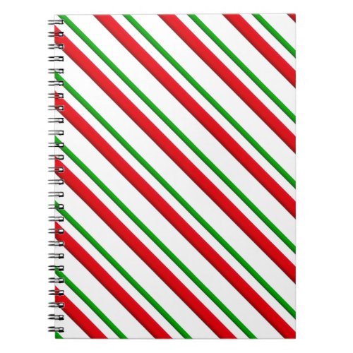 Candy Cane Stripes Red Green and White Notebook