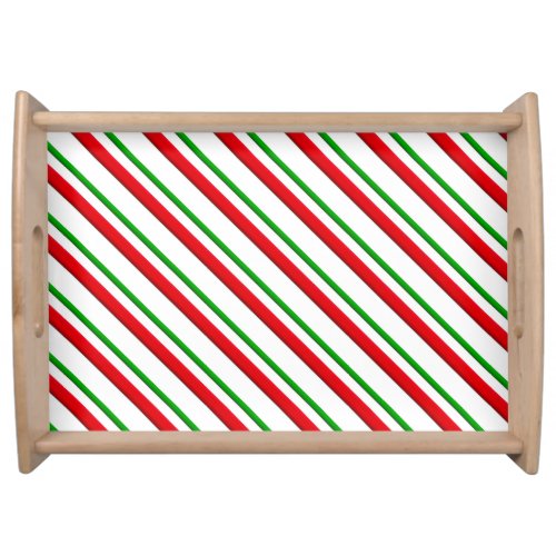 Candy Cane Stripes Red Green and White Serving Tray