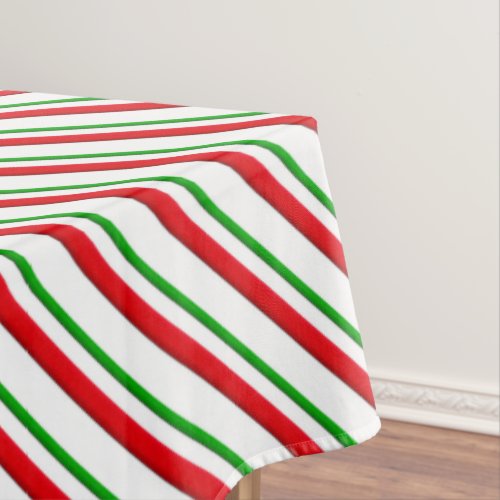 Candy Cane Stripes Red Green and White Tablecloth