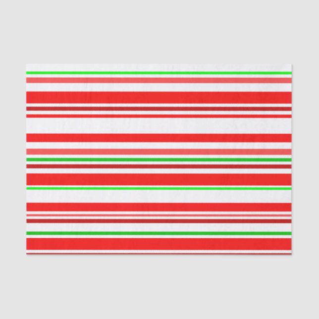Candy Cane Stripes Red Green Festive Stripes Tissue Paper (Front)