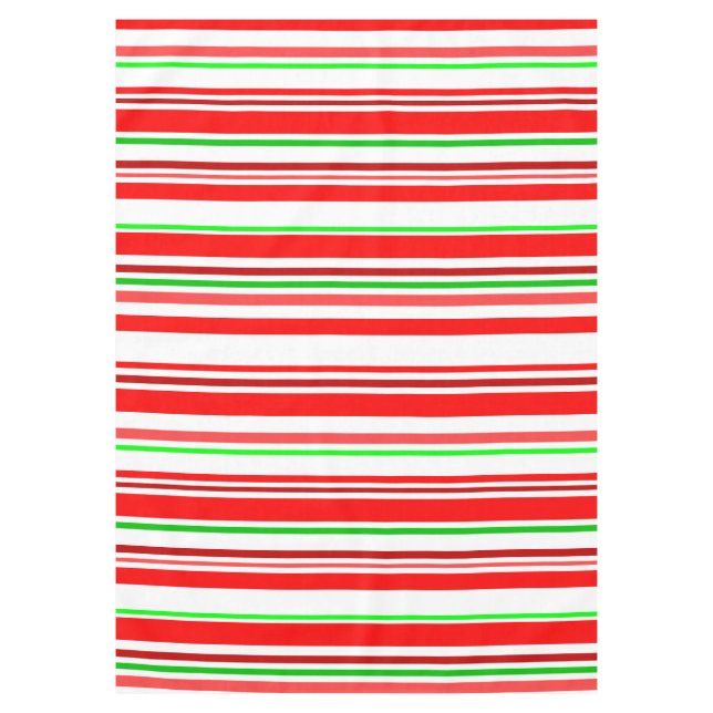 Candy Cane Stripes Red White Green Cheerful Bright Tablecloth (Front)