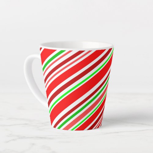 Candy Cane Stripes Red White Green Stripe Pattern Latte Mug