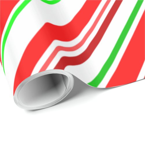 Candy Cane Stripes Red White Green Stripe Pattern Wrapping Paper