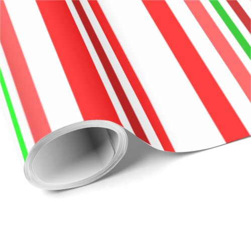 Candy Cane Stripes Red White Green Stripe Pattern Wrapping Paper