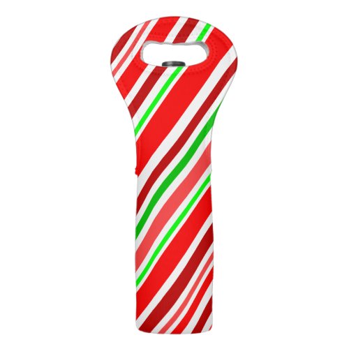 Candy Cane Stripes Upbeat Diagonal Red White Green Wine Bag