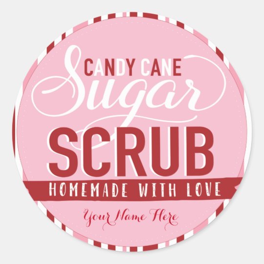 Candy Cane Sugar Scrub Labels Custom Mason Jar
