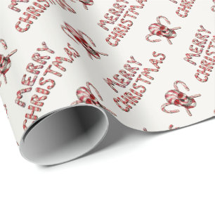 Candy Cane Sugar Skull Wrapping Paper