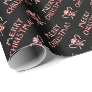 Candy Cane Sugar Skull Wrapping Paper