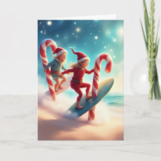 Candy Cane Surfers – Tropical Christmas Adventure Card