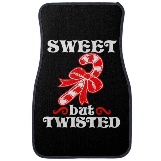 Candy Cane Sweet But Twisted Funny Christmas Car Floor Mat (Front)