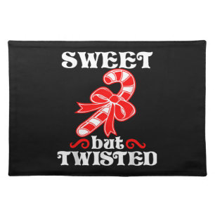 Candy Cane Sweet But Twisted Funny Christmas Cloth Placemat
