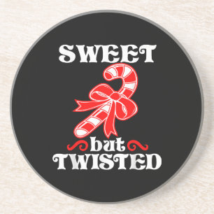 Candy Cane Sweet But Twisted Funny Christmas Coaster