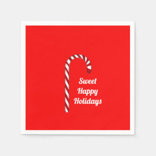Candy Cane Sweet Happy Holidays Paper Napkin