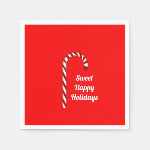 Candy Cane Sweet Happy Holidays Paper Napkin