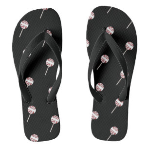 Candy Cane Swirl Christmas Lollipop Pattern  Flip Flops