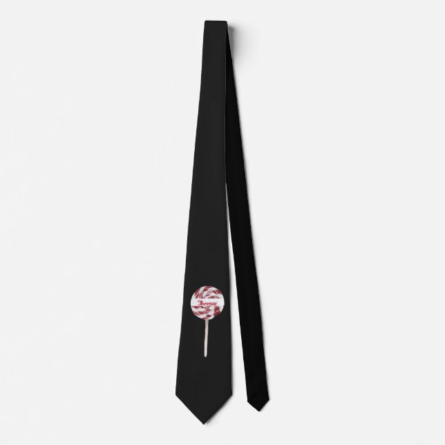 Candy Cane Swirl Lollipop with Name  Neck Tie (Front)