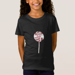 Candy Cane Swirl Lollipop with Name T-Shirt