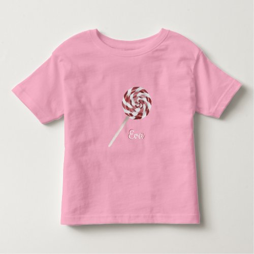 Candy Cane Swirl Lollipop with Name Toddler T_shir Toddler T_shirt